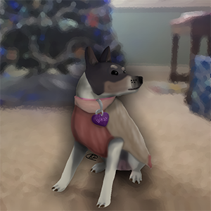 Digital Painting of a dog in a sweater