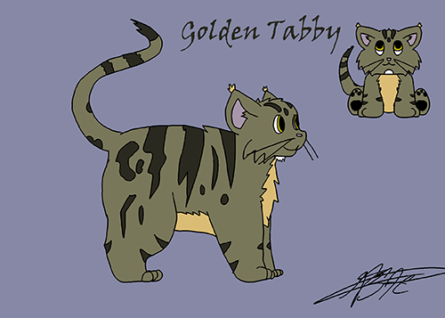 Design of a golden-brown tabby cat.